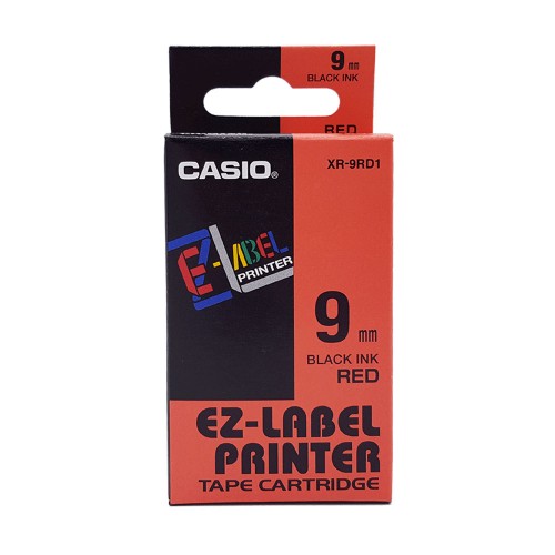 Casio EzLabel Tape Cartridge 9mm, Black on Red (XR9RD1)